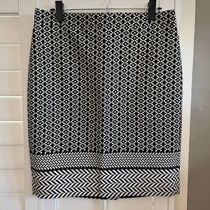 JCrew Patterned Black & White Skirt, NWT